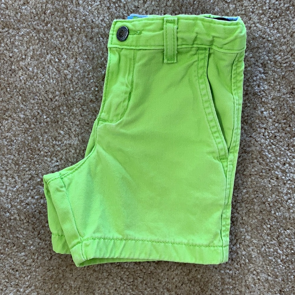 Boys j khaki lime green shorts